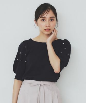ドライタッチ　パール調パフスリーブニット【洗濯機洗い可／ＵＶケア／抗ピル／接触冷感】（２００２４６６６５１）