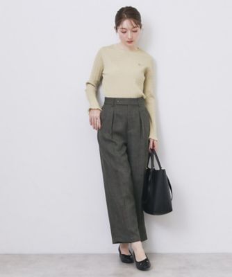 ツィード調ワイドストレートパンツ【洗濯機OK／防シワ