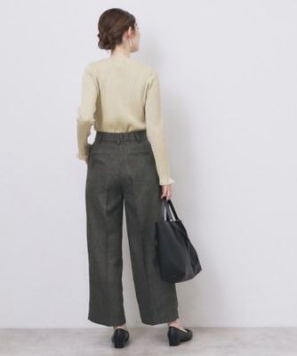 ツィード調ワイドストレートパンツ【洗濯機OK／防シワ
