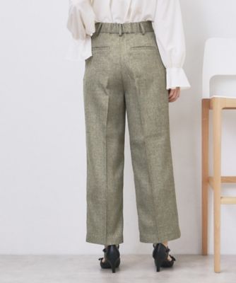 ツィード調ワイドストレートパンツ【洗濯機OK／防シワ