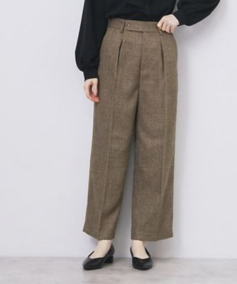 ツィード調ワイドストレートパンツ【洗濯機OK／防シワ