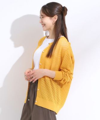 S－LL】透かし編みが大人上品 マルチボタンニット