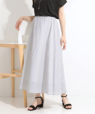 ふんわり軽やか ストライプギャザースカート