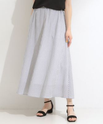 ふんわり軽やか ストライプギャザースカート