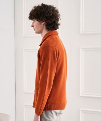 タスマニアウール混畦編みカーディガン（2002485057