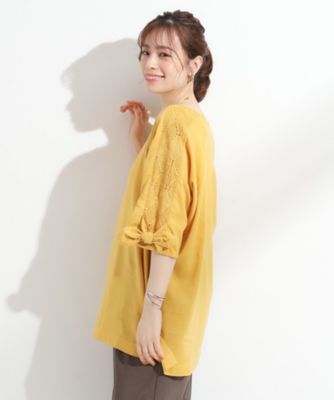 【Ｓ－ＬＬ】お袖デザインが華やか　はしごレースチュニックワンピース（２００２４８９３７１）