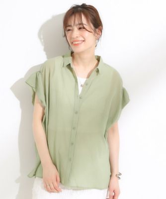 【Ｓ－ＬＬ】さらシャリコットン　上品なシアー感のフロントボタンシャツ（２００２４８９３８１）