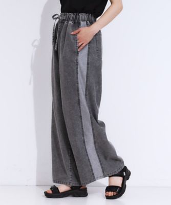 S－LL】サイドラインがアクセント イージーデニムパンツ