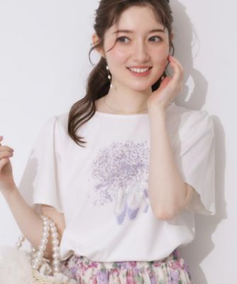 ＜COUTURE BROOCH (Women)＞【接触冷感・ＵＶカット】トゥシューズプリントＴシャツ（２００２４８９４７０）