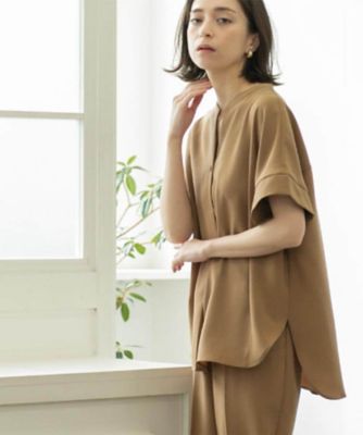 【SALE】OPAQUE.CLIP (Women)/オペークドットクリップ 《5色展開/SS-LLサイズ》スキッパー金ボタンブラウス/セットアップ対応【防シワ/ストレッチ/洗濯機洗い可】(2002489492) チャ041 トップス【三越伊勢丹/公式】