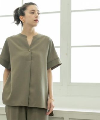 【SALE】OPAQUE.CLIP (Women)/オペークドットクリップ 《5色展開/SS-LLサイズ》スキッパー金ボタンブラウス/セットアップ対応【防シワ/ストレッチ/洗濯機洗い可】(2002489492) チャ842 トップス【三越伊勢丹/公式】