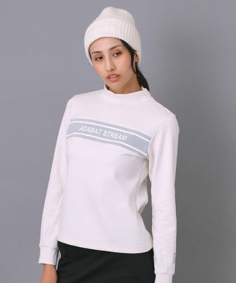 【極美品】adabat 【UVカット/防透け】裾リボン モックネックプルオーバー UVカット／吸水速乾 フラワープリントモックネックT