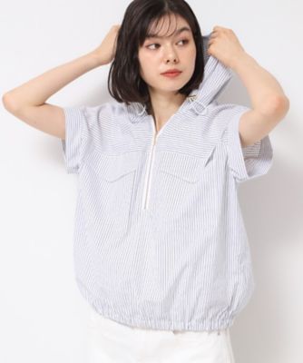 ＜Dessin (Women)＞【洗える】ハーフジップフーディーシャツ（２００２５０１２３４）