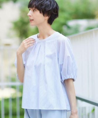 【洗える】ギャザー入りバルーンスリーブブラウス（２００２５０１２３６）