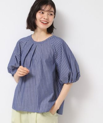 洗える】ギャザー入りバルーンスリーブブラウス（2002501236