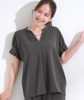 SHOO LA RUE (Women)/シューラルー 【S-LL/セットアップ可/ひんやり】きちんと見えで上品 お袖タック スキッパーブラウス(2002501569)