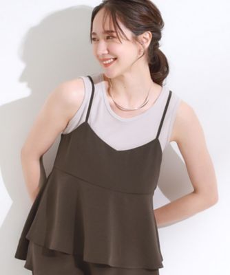 【SALE】SHOO LA RUE (Women)/シューラルー【S-LL/セットアップ可/ひんやり】女性らしさ溢れる ティアードキャミソール(2002501575) チャ043 トップス【三越伊勢丹/公式】
