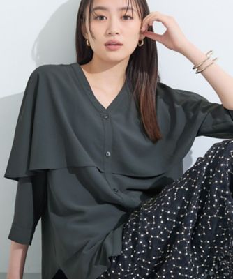 【SALE】INDIVI (Women)/インディヴィ【羽織りとしても活躍!】ケープカラーブラウス(2002502201) グレー013 トップス【三越伊勢丹/公式】