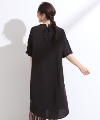 ゆーゆーセンソユニコ　NERO 黒 レース ノースリーブ チュニック　夏 Sensounico センソユニコSENSOUNICO 慈雨 リネン混タック