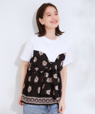 【Ｓ－ＬＬ】スカーフ巻きレイヤード風Ｔシャツ（２００２５０２３６６）