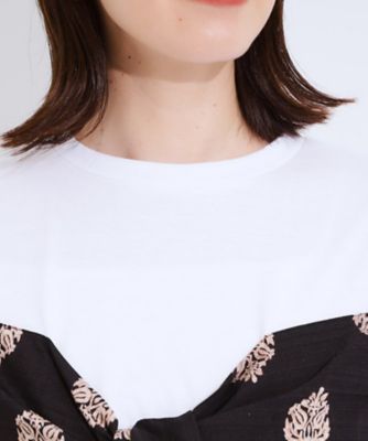 【Ｓ－ＬＬ】スカーフ巻きレイヤード風Ｔシャツ（２００２５０２３６６）
