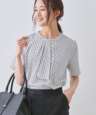 【SALE】INDIVI (Women)/インディヴィ【洗える/UVケア】幾何学柄 & 無地ボウタイブラウス(2002502428) シロ101 トップス【三越伊勢丹/公式】