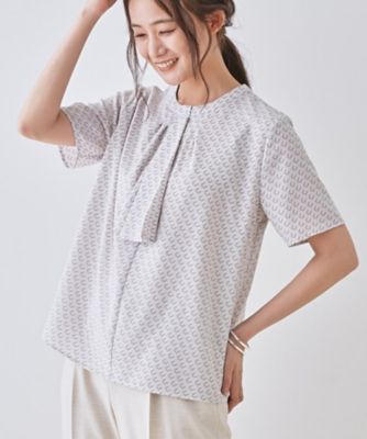 【SALE】INDIVI (Women)/インディヴィ【洗える/UVケア】幾何学柄 & 無地ボウタイブラウス(2002502428) ピンク170 トップス【三越伊勢丹/公式】