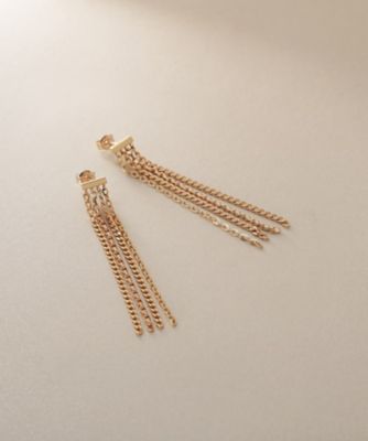 Ｋ１０キヘイミックスチェーンフリンジ　スタッズピアス（２００２５０３０３０）