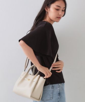 軽量／2WAY／通勤対応】フロントベルトデザインミドルトートバッグ