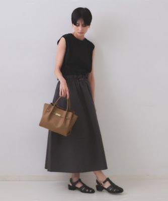 軽量／2WAY／通勤対応】フロントベルトデザインミドルトートバッグ