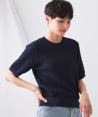 【SALE】OPAQUE.CLIP (Women)/オペークドットクリップ 柄編みハーフスリーブニット(2002503255) アオ094 トップス【三越伊勢丹/公式】