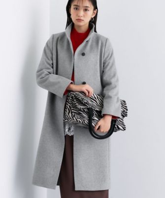 名品コート／日本製】ウール100％スタンドカラーロングコート