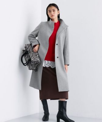 名品コート／日本製】ウール100％スタンドカラーロングコート