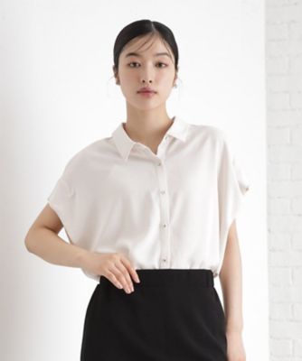 ＜THE SHOP TK (Women)＞コットンライクブラウス【接触冷感／洗濯機ＯＫ／ＵＶ／セットアップ可】（２００２５０３４００）
