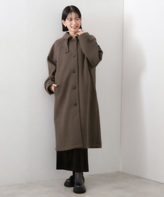 12トゥエルブアジェンダ ライトメルトンスタンドカラーコート　ウールロングコート SALE】【Mimi Special Collaboration】ライトメルトンスタンドカラー
