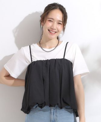 【Ｓ－ＬＬ／２点セット】バルーンキャミ＋Ｔシャツセット（２００２５０３４５６）