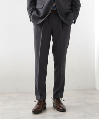 【新品タグ付】COMME CA　ストレッチパンツ　9号　ウエストゴム　濃紺系 サージストレッチ ワンタック ワイド テーパードパンツ