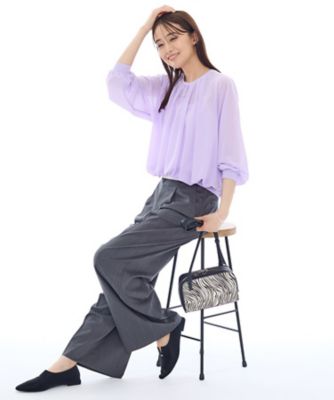 美品✴︎INDIVI インディヴィ ダンボールジャージトップス プルオーバー 05 体型カバー／マシンウォッシュ対応】シアージャージトップス