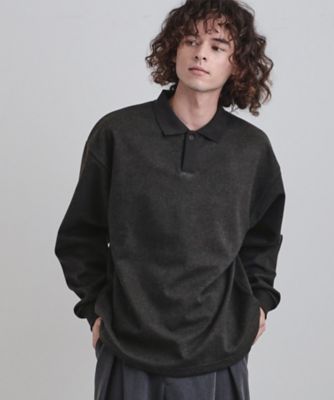 ヘリンボンジャカードスキッパーポロシャツ