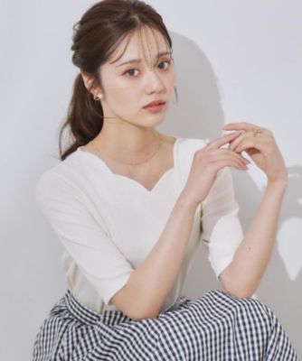 ＜COUTURE BROOCH (Women)＞【マシンウォッシャブル・アンチピリング・二の腕カバー】ハートネックテレコ５分袖プルオーバー（２００２５０４６０９）