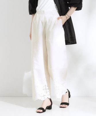 SHOO LA RUE (Women)/シューラルー 【S-LL】華やかさをプラスする 裾刺繍ストレートパンツ(2002505601)