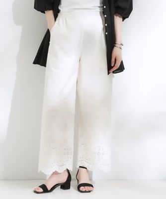 【Ｓ－ＬＬ】華やかさをプラスする　裾刺繍ストレートパンツ（２００２５０５６０１）