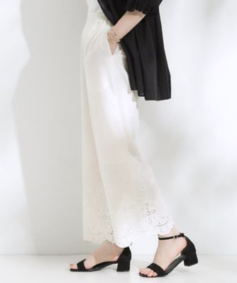 【Ｓ－ＬＬ】華やかさをプラスする　裾刺繍ストレートパンツ（２００２５０５６０１）