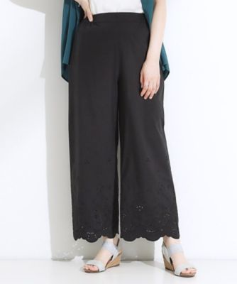 【Ｓ－ＬＬ】華やかさをプラスする　裾刺繍ストレートパンツ（２００２５０５６０１）