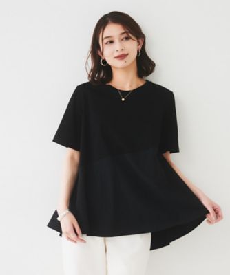 【ＵＶカット／接触冷感／Ｔシャツ】異素材ドッキングペプラム（２００２５０５７５０）