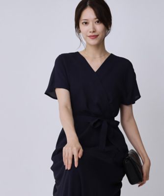 手洗い可／日本製】カシュクール風ワンピース（2002505957