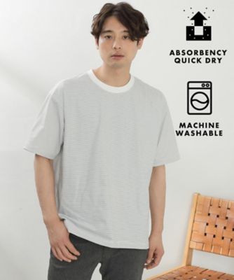＜THE SHOP TK (Men)＞パーフェクテックボーダー半袖Ｔシャツ　【吸水速乾／洗濯機ＯＫ】（２００２５０５９８１）