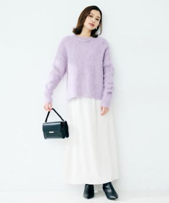 バトナー 　ニットプルオーバー　　　モヘヤ　アルパカ　シャギー ゆったり／モヘヤニット】アルパカ混シャギーニット