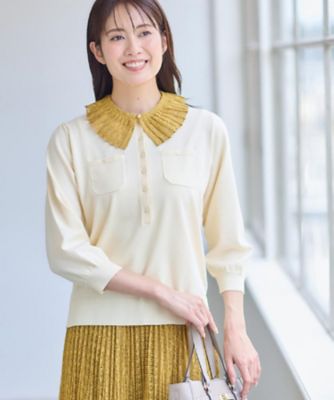 透けにくい◎】衿付き七分袖ニット（2002506082） | Reflect