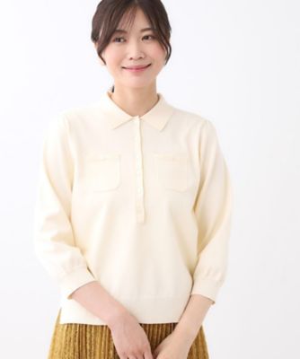 透けにくい◎】衿付き七分袖ニット（2002506082） | Reflect